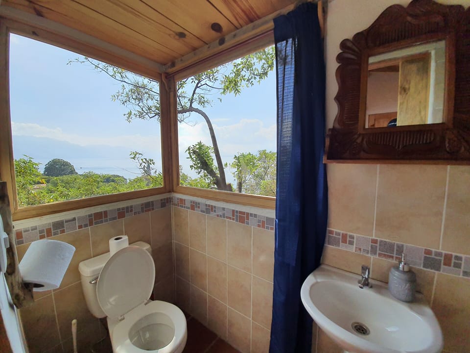 Bathroom with lake view 