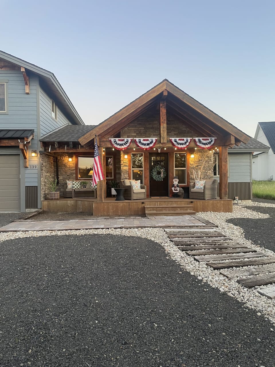 Front of the house with the deck.