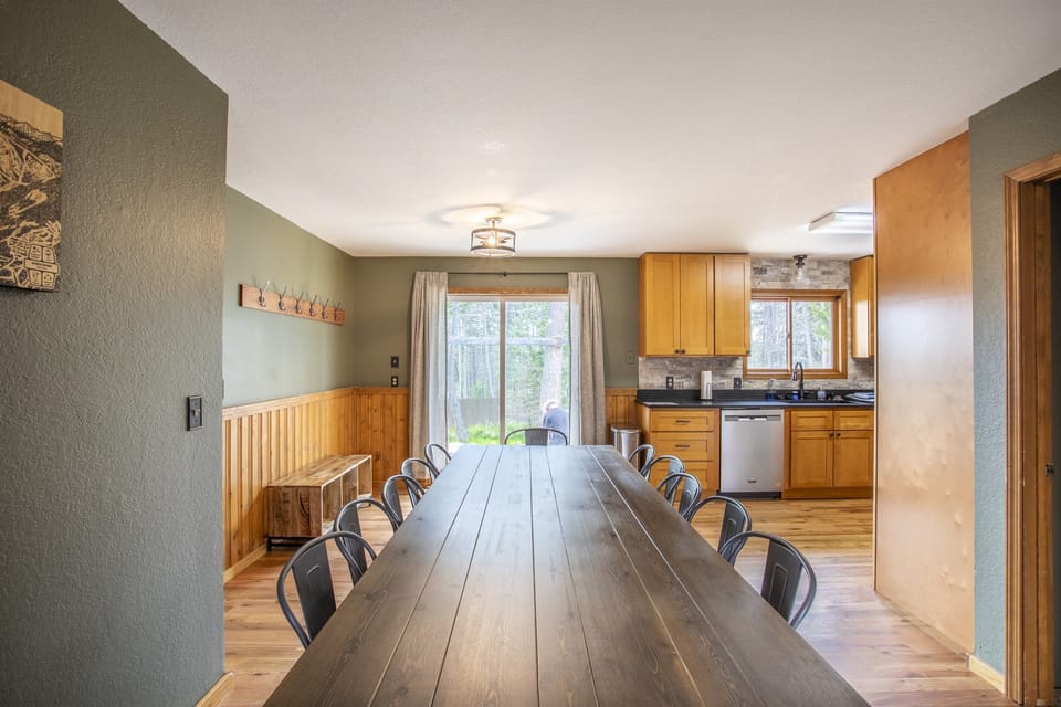 Dining area with table that seats 12