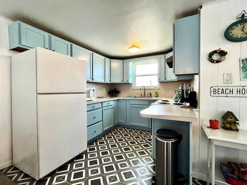 Fully stocked kitchen upstairs 