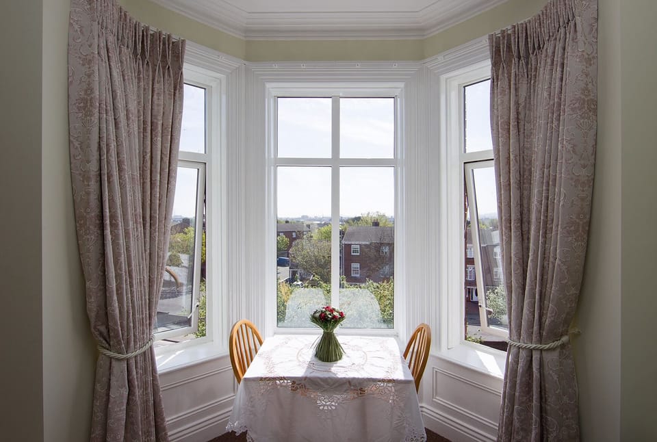 Bay window with views over the city of Dublin