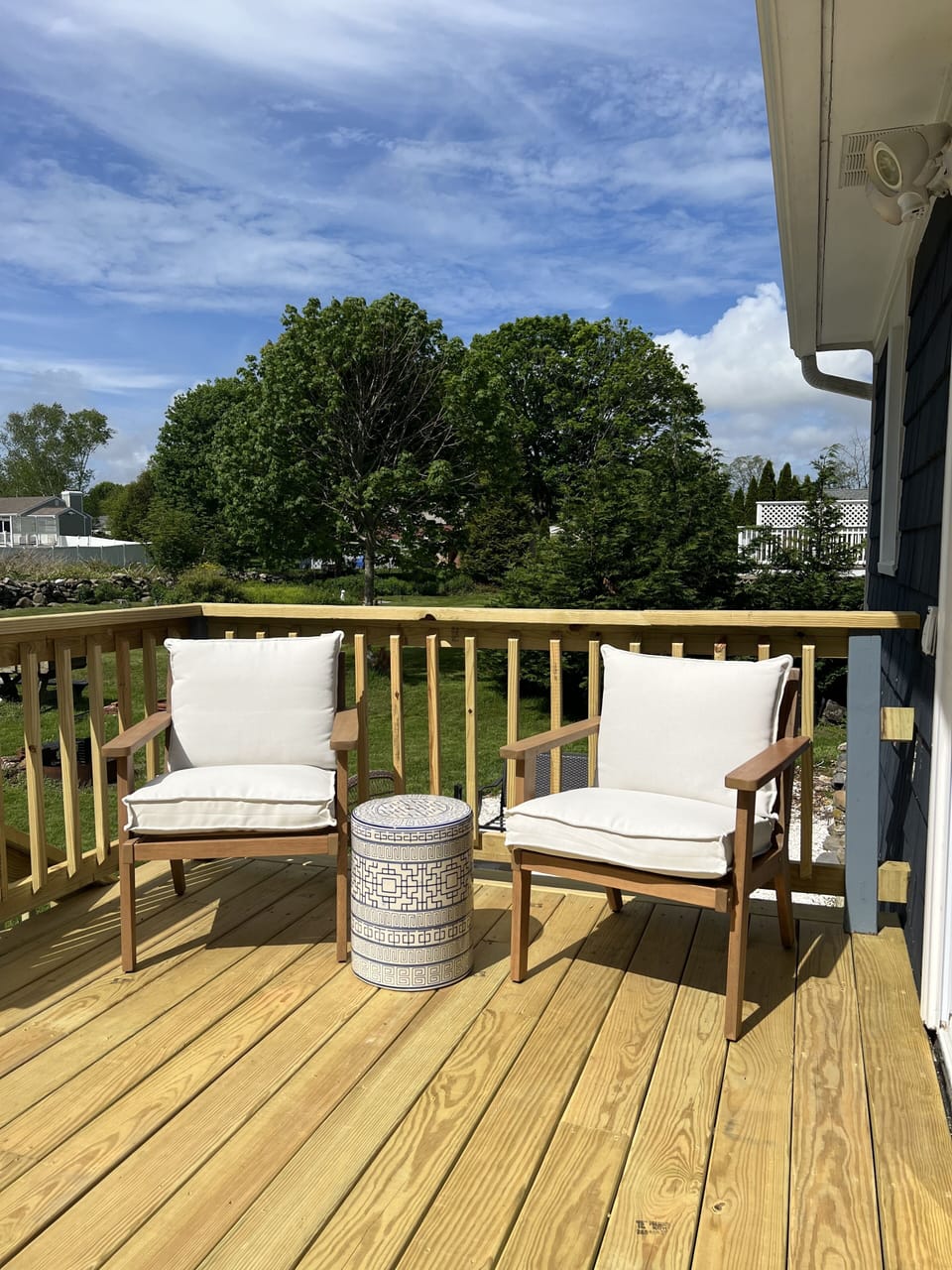 Outdoor lounge area Narragansett beach summer rental
