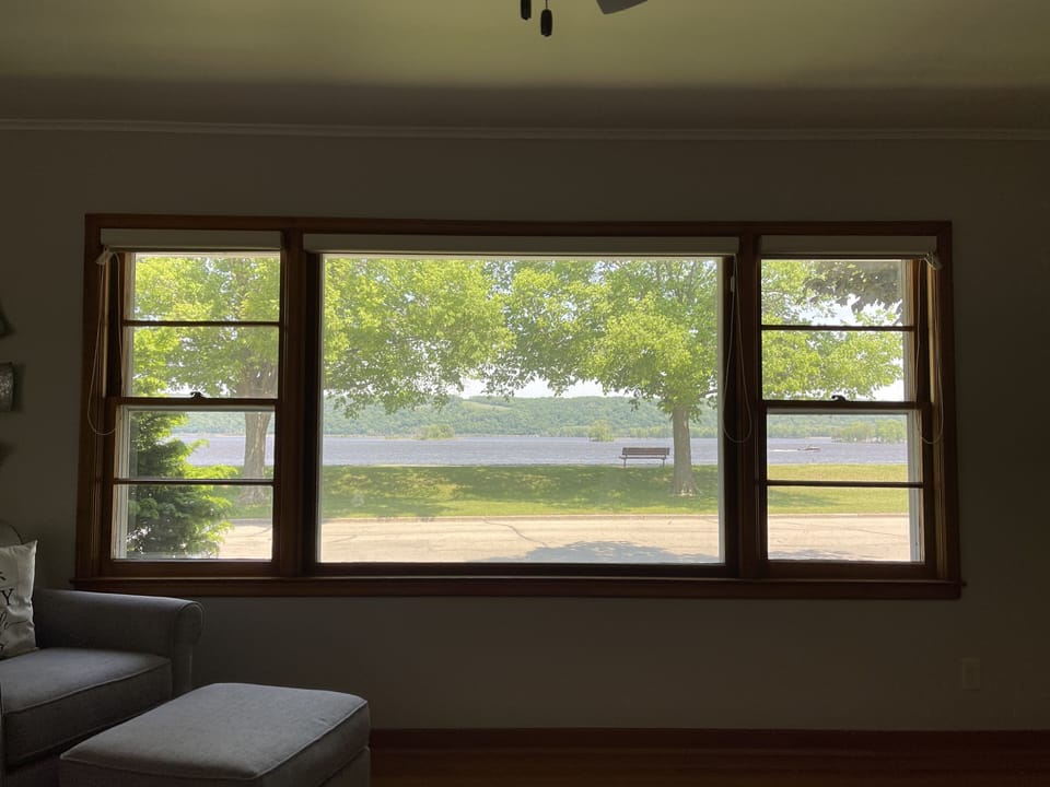 Beautiful view of the river from the upstairs living room