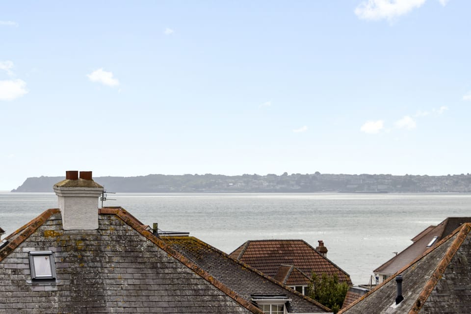 Far reaching views out to sea and the town of Brixham.