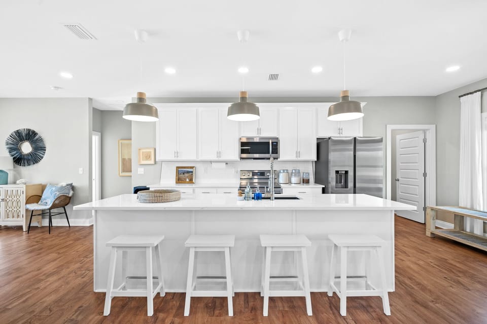 Barstools provide extra seating 