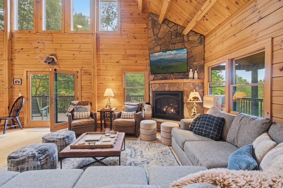 Cozy up by the fireplace after a day on the slopes or trails.