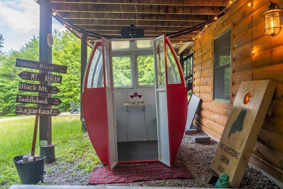 Your own ski gondola—a favorite photo spot and one-of-a-kind feature.