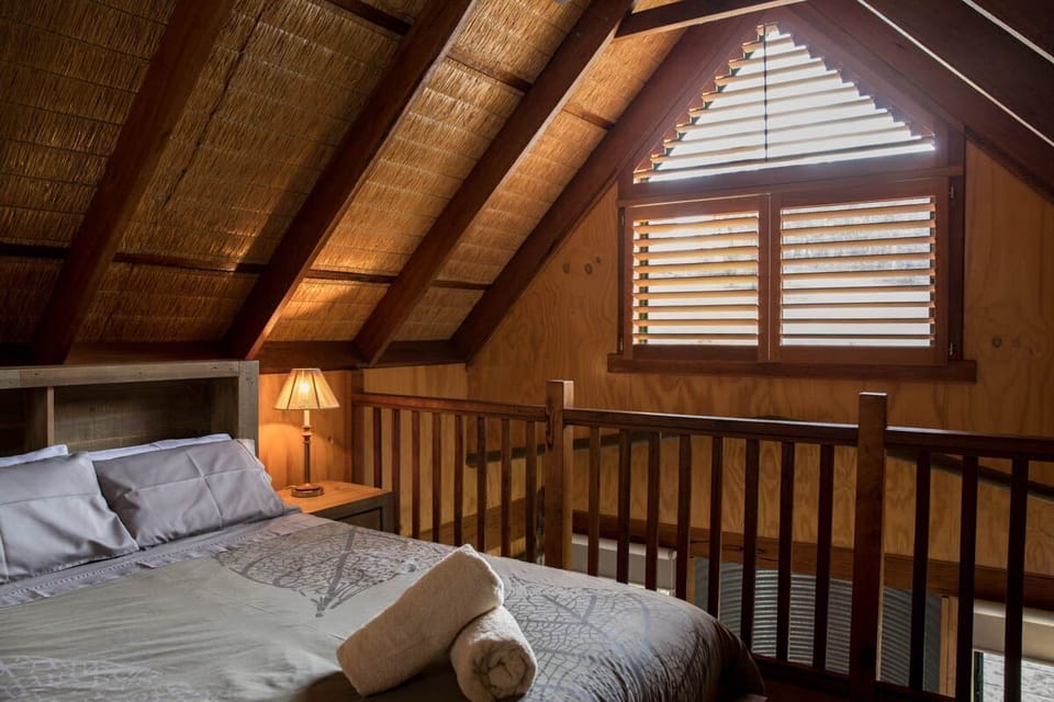Louvres in loft bedroom
