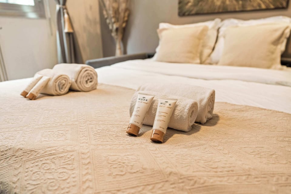 A welcome kit, bed linen, and towels provided for your stay