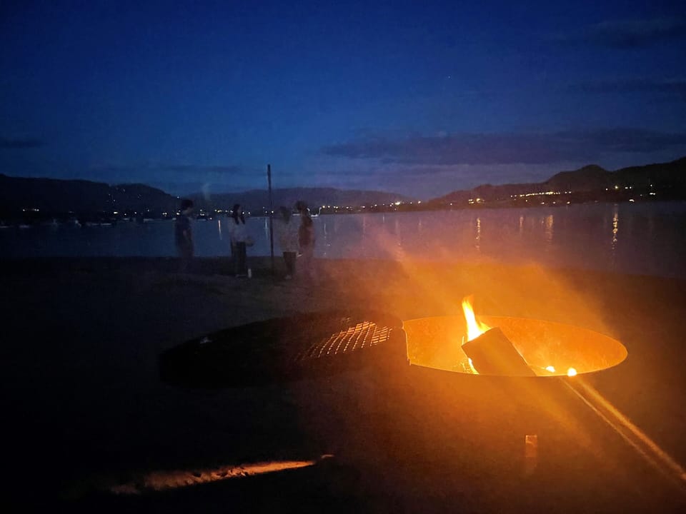 Or have a fire on the beach. Fire pits are provided, as well as tether ball!