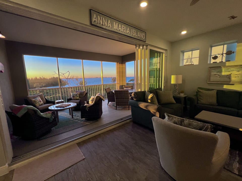 Golden hour in January.  Current decor shown