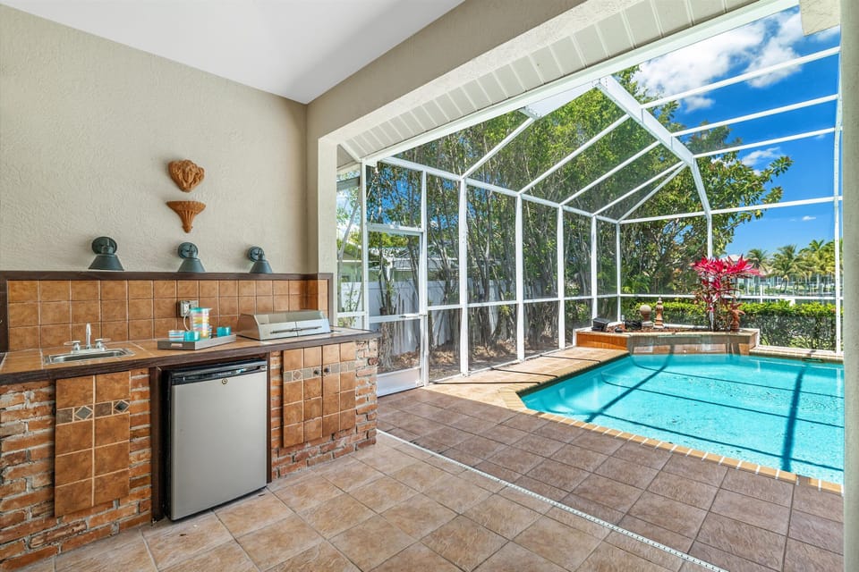 Everything you need: a grill, mini-fridge and sink