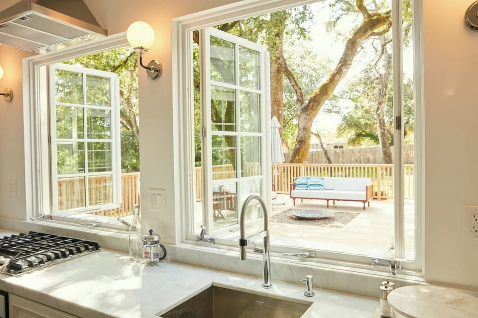 Kitchen with inside/outside counter