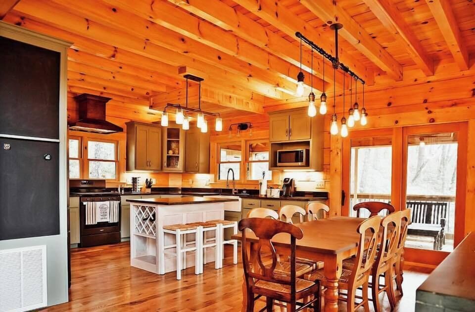 Dining Table Seats 8, Kitchen Island Seats 3