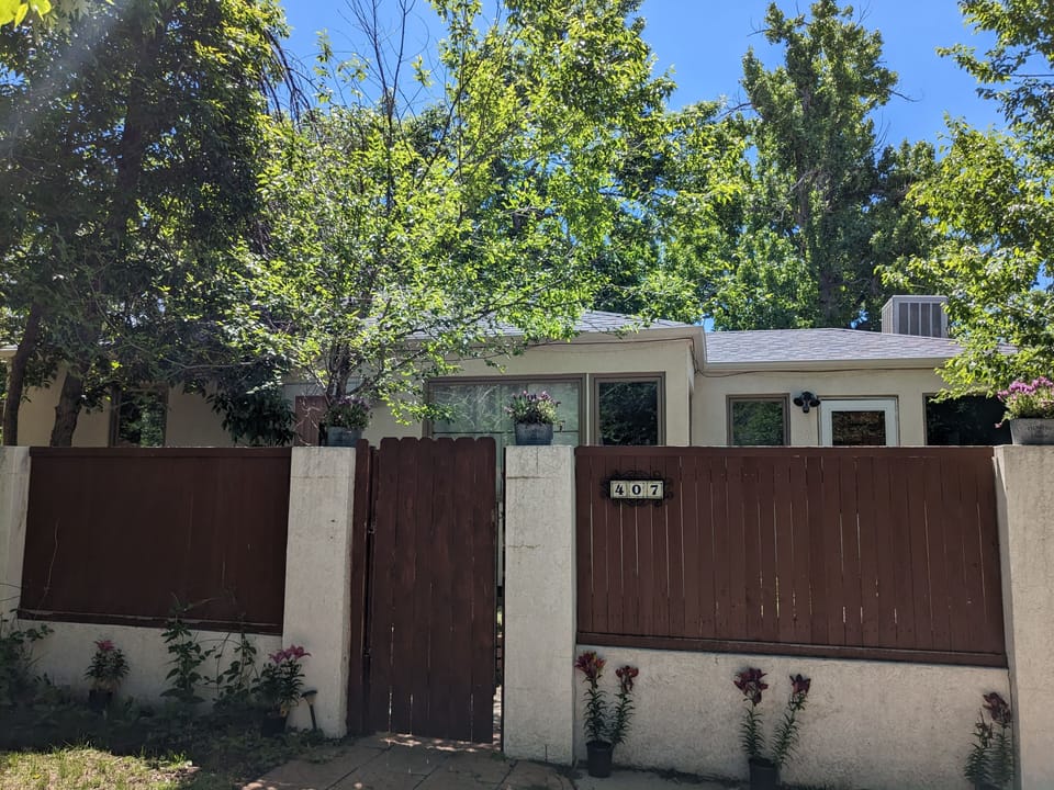 Privacy fence, a large courtyard
