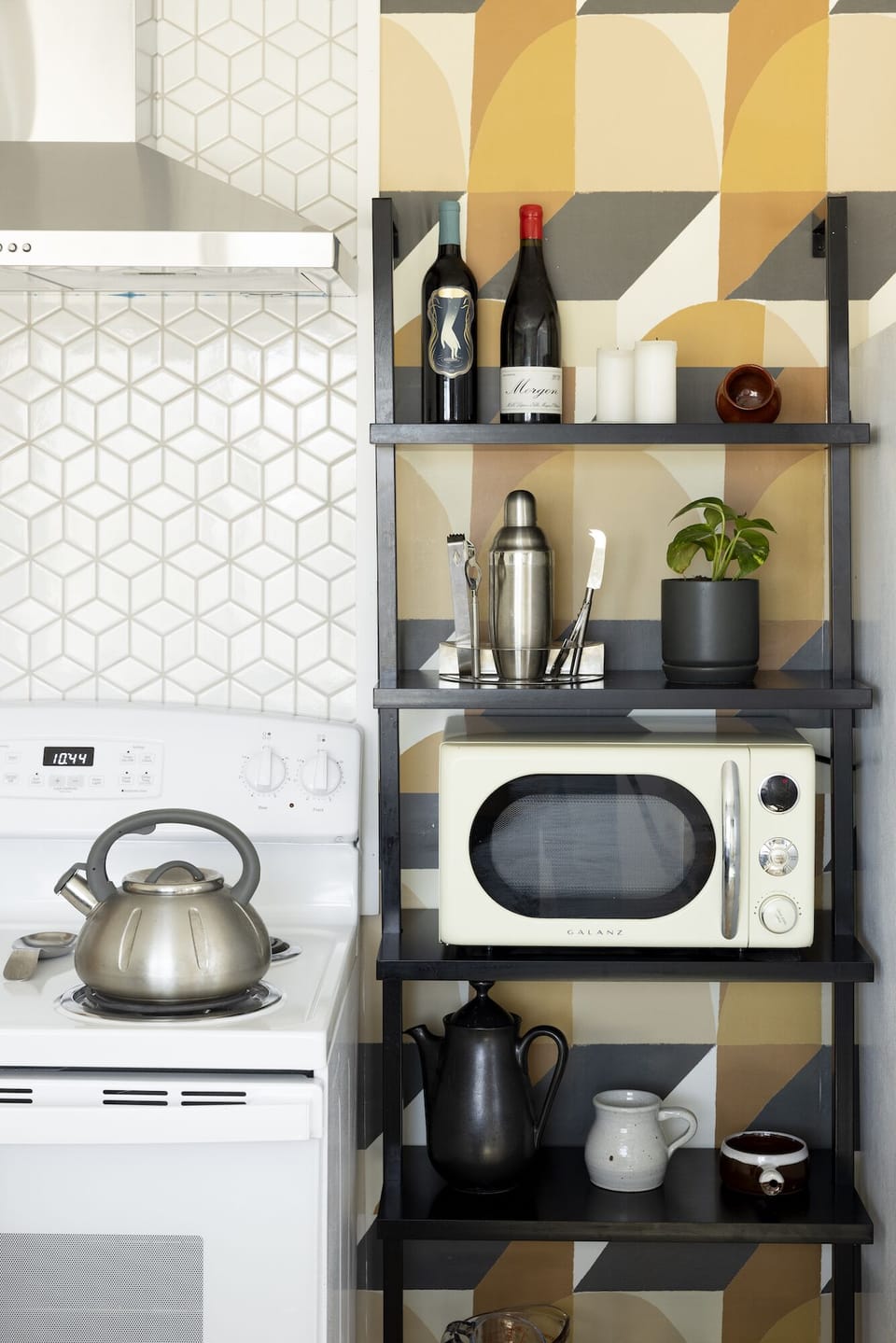 Retro meets modern vibe with extra storage in the kitchen