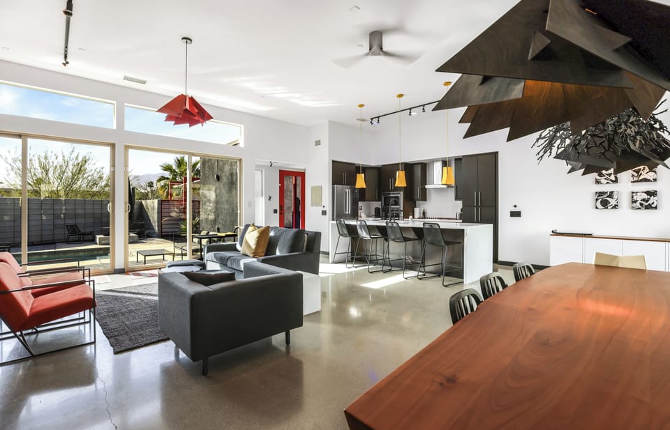 Expansive great room designed for gathering, dining and entertaining