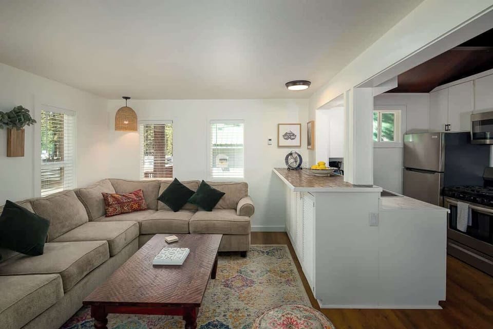 Kitchen area opens up to the living room