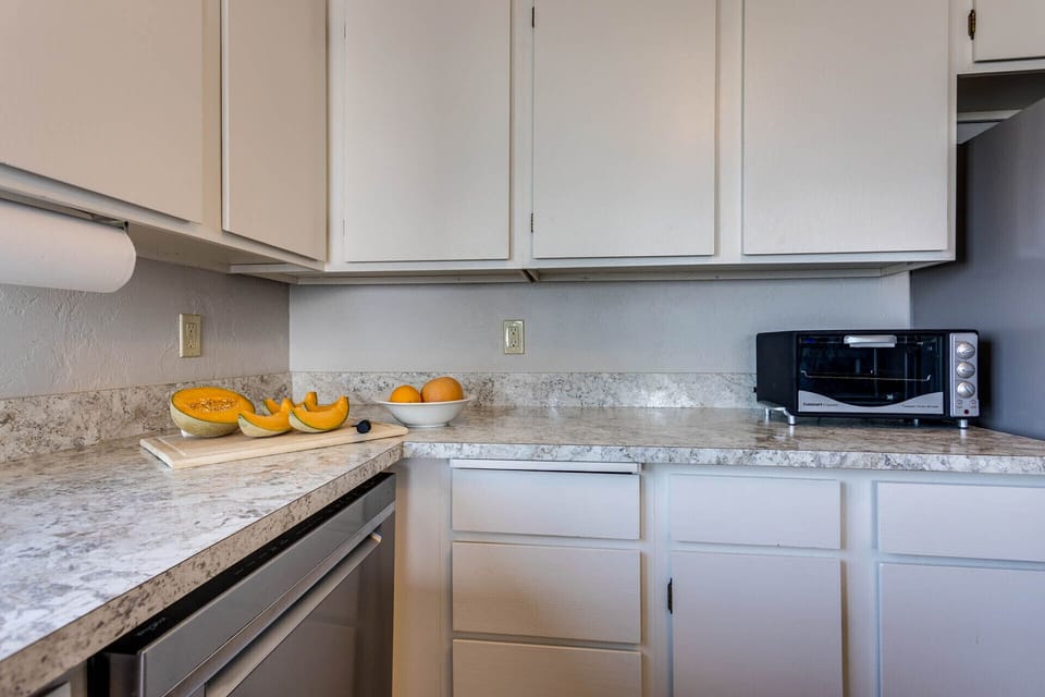 Plenty of counter space for meal prep.