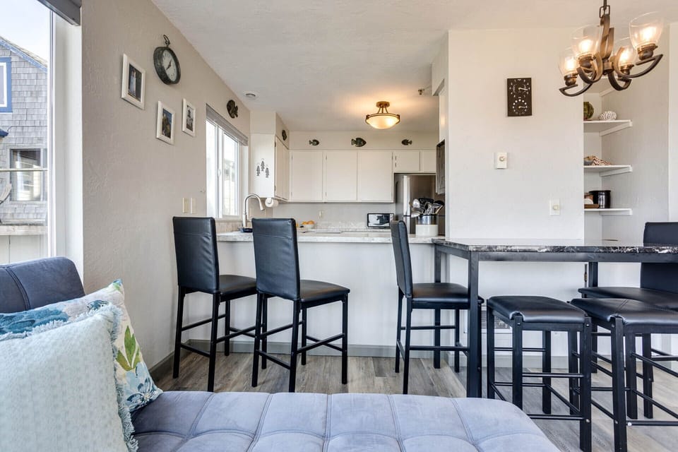A hi-top dining table is perfect for sharing meals.
