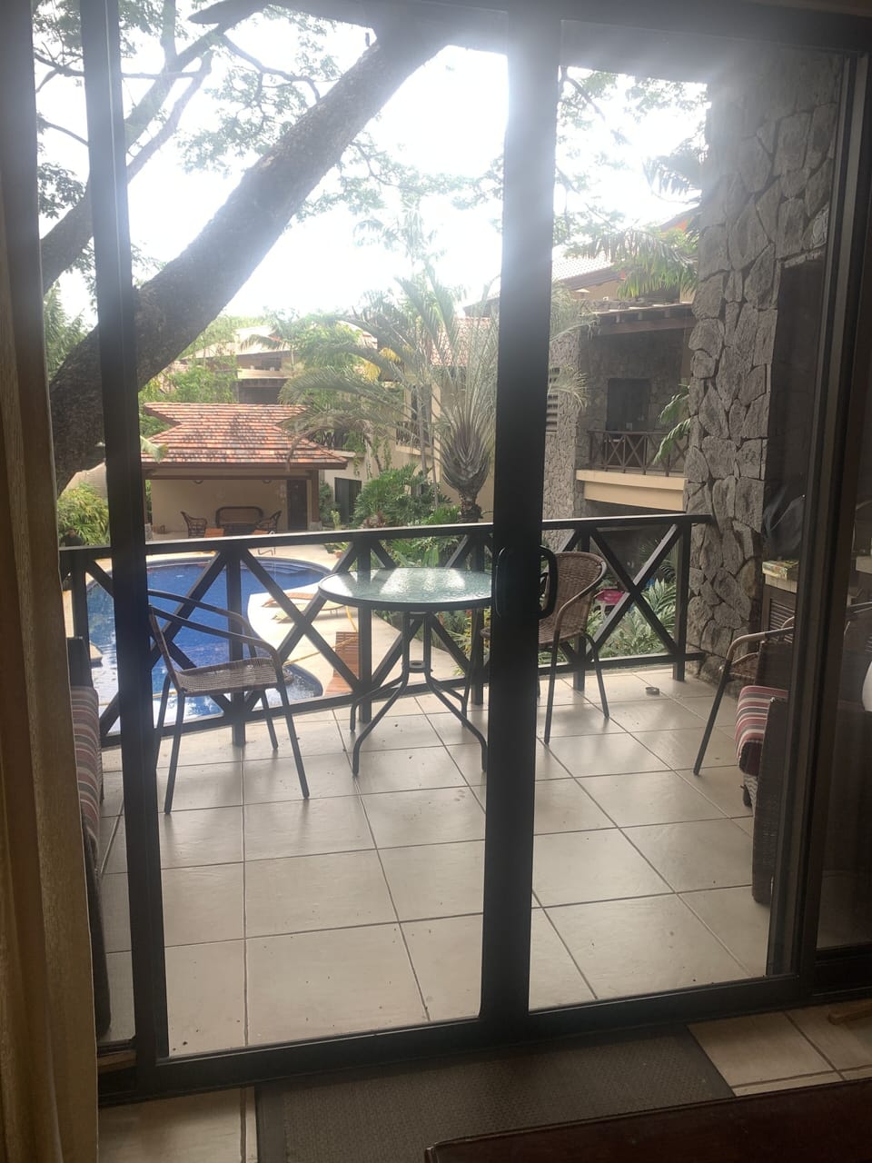 Balcony with pool view
