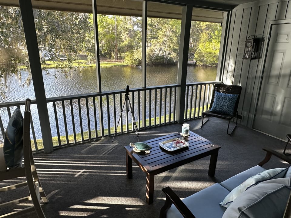 Deck off second bedroom like being in a tree house