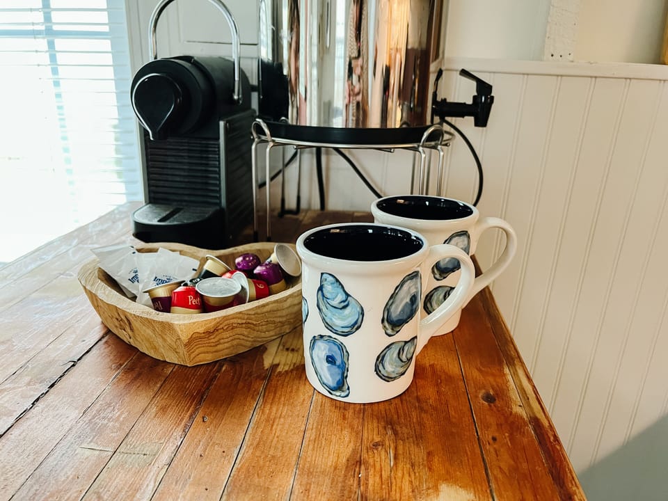 Nespresso coffee pods provided & some hot tea options