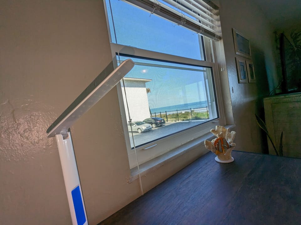 Computer desk with ocean view.