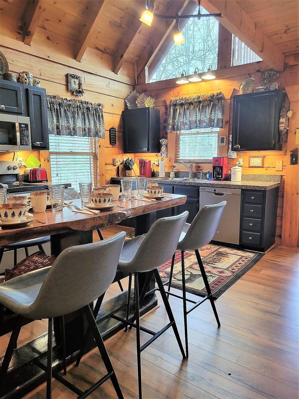 Live Edge Breakfast Bar in the newly remodeled kitchen!