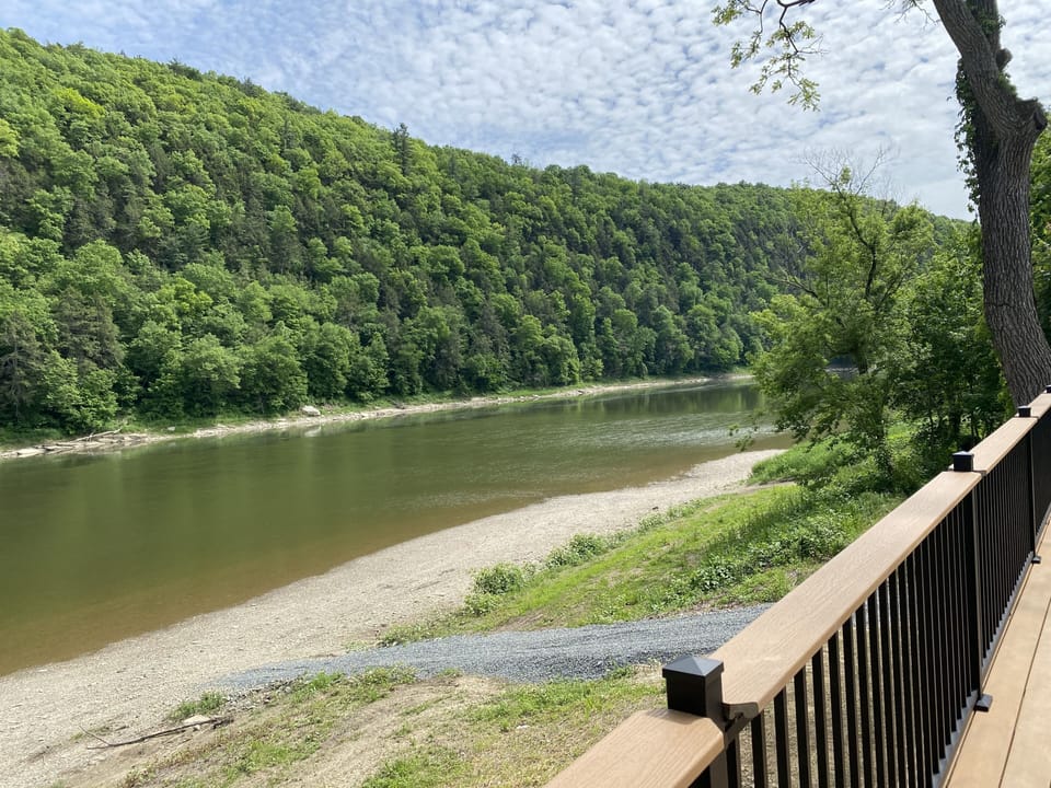 View from deck to boat launch.
