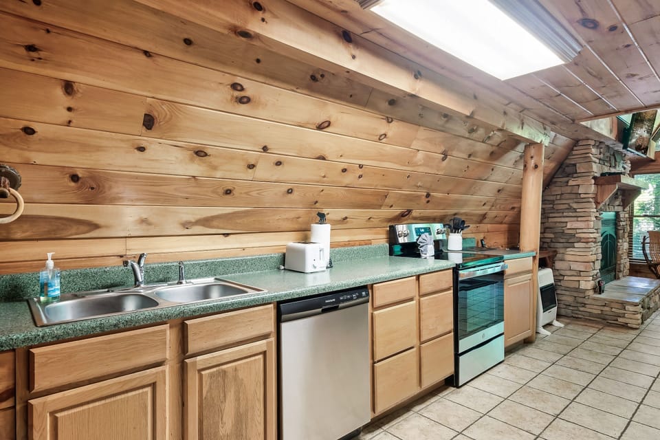 Kitchen is open to the living and dining room