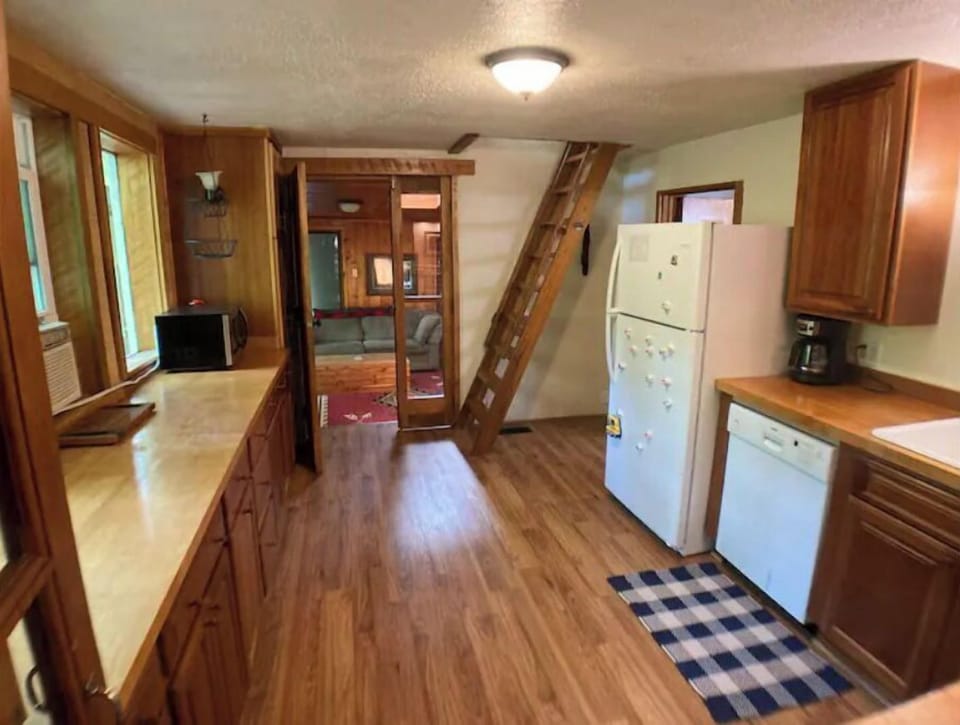 Kitchen counters are made from maple sourced from the property