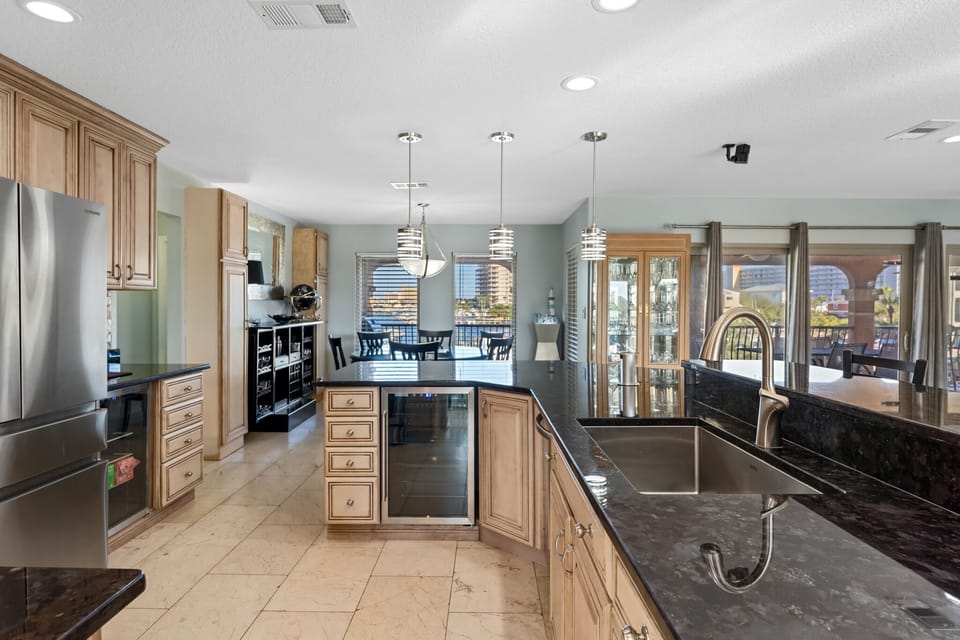 Gourmet Kitchen and Dining Area with 2 Extra Mini Fridges and Harbor Views!!  