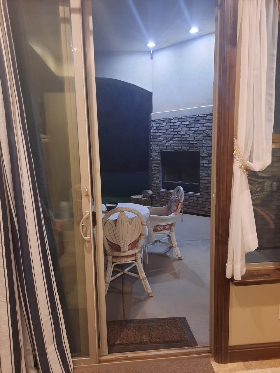 View from Guest suite to patio/fireplace