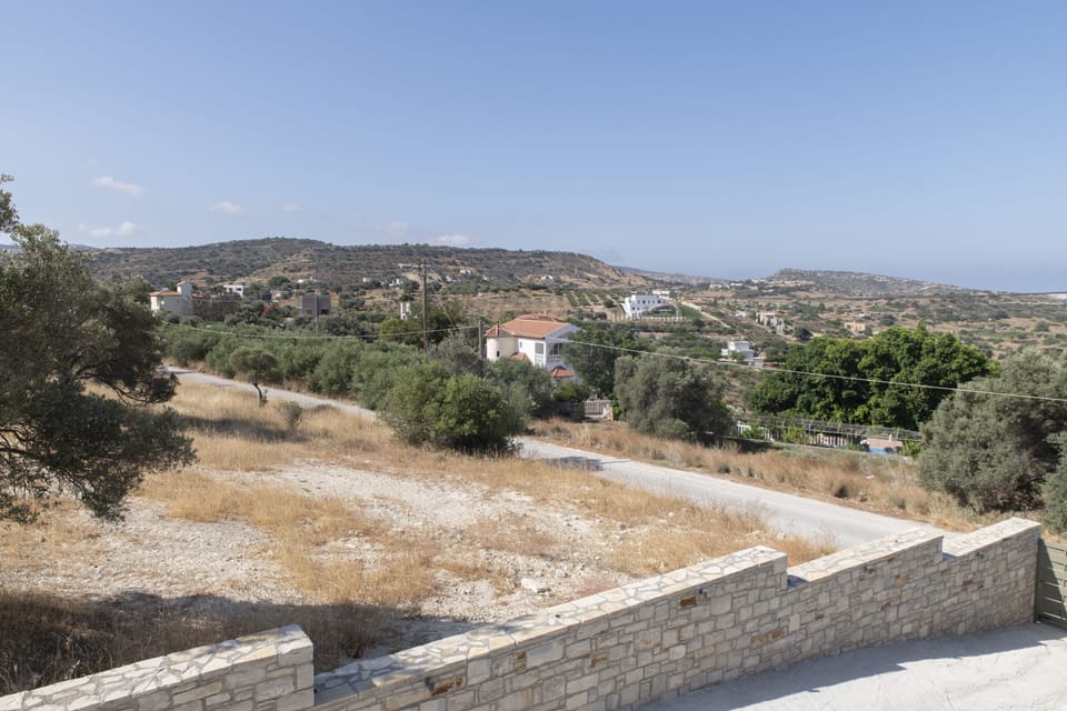 view over the hills of Pitsidia from roof terrace