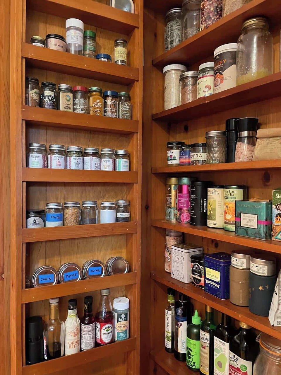 Guests are welcome to use the Burlap & Barrel spices, the collection of oils, vinegars, teas, and other spices and goodies. 