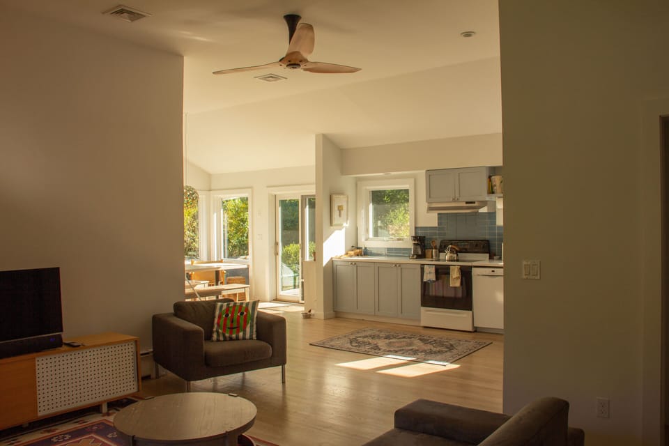 Living Room/ Kitchen/ Dining room main area, be together but not crowded