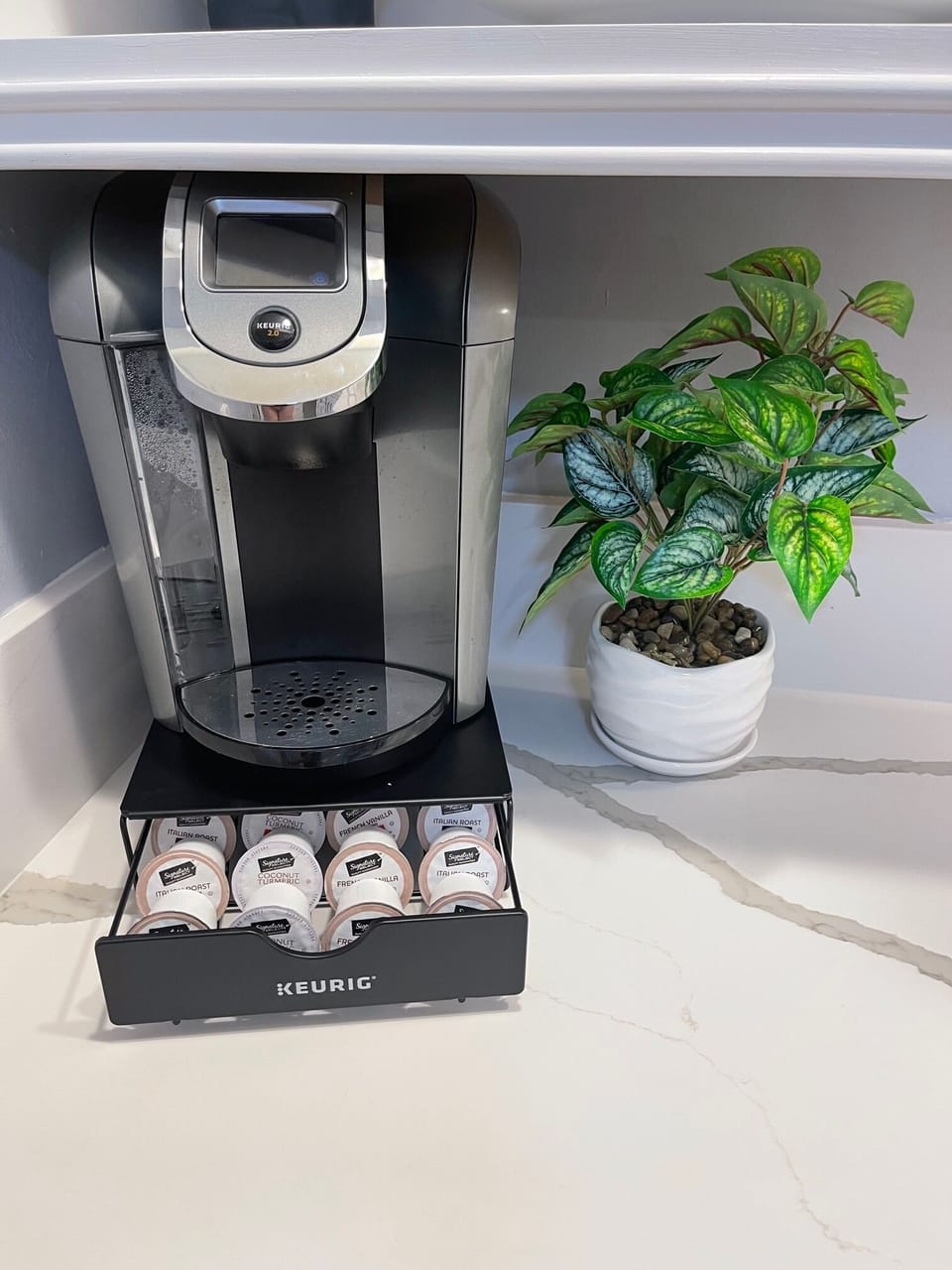 K-cups for that early morning coffee need. Or Starbucks is across the street.
