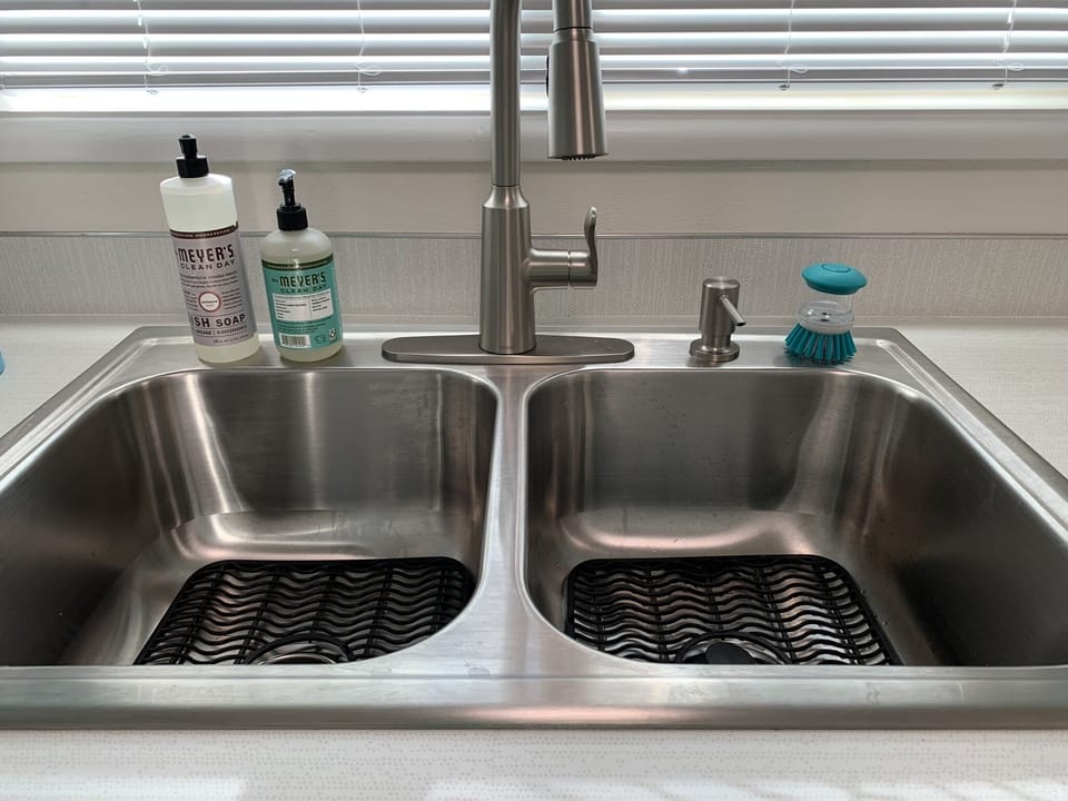 New stainless steel sink.