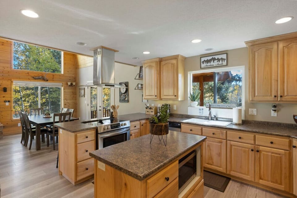 Cook with a view in this elegant mountain kitchen.
