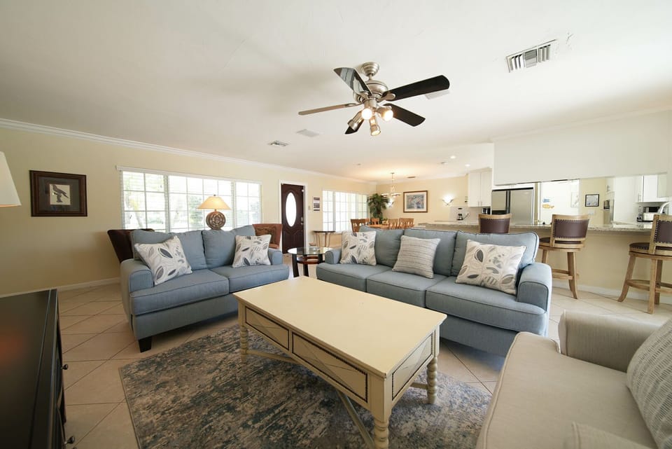 Brand new sofa compliments the open plan living area