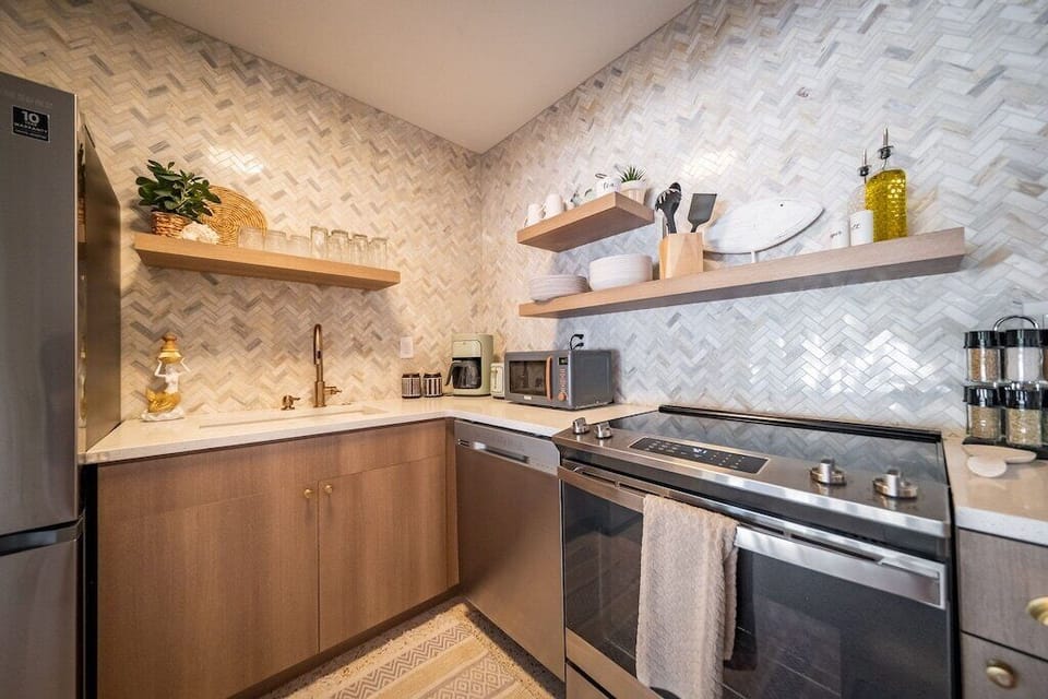 Microwave, coffee, toaster & tea kettle. All brand new appliances!