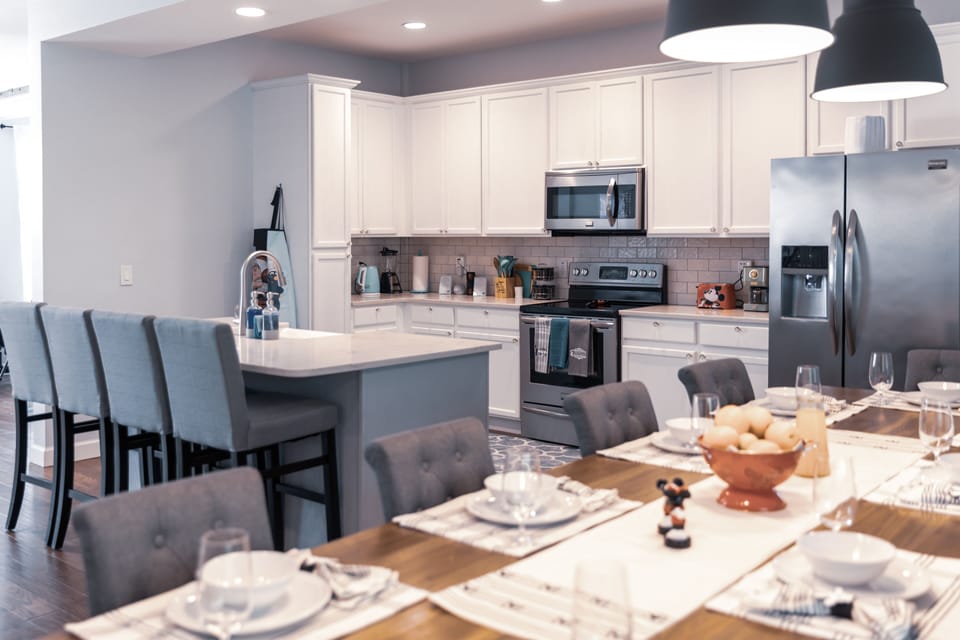 The spacious kitchen is well-equipped and furnished with hidden Disney treasures