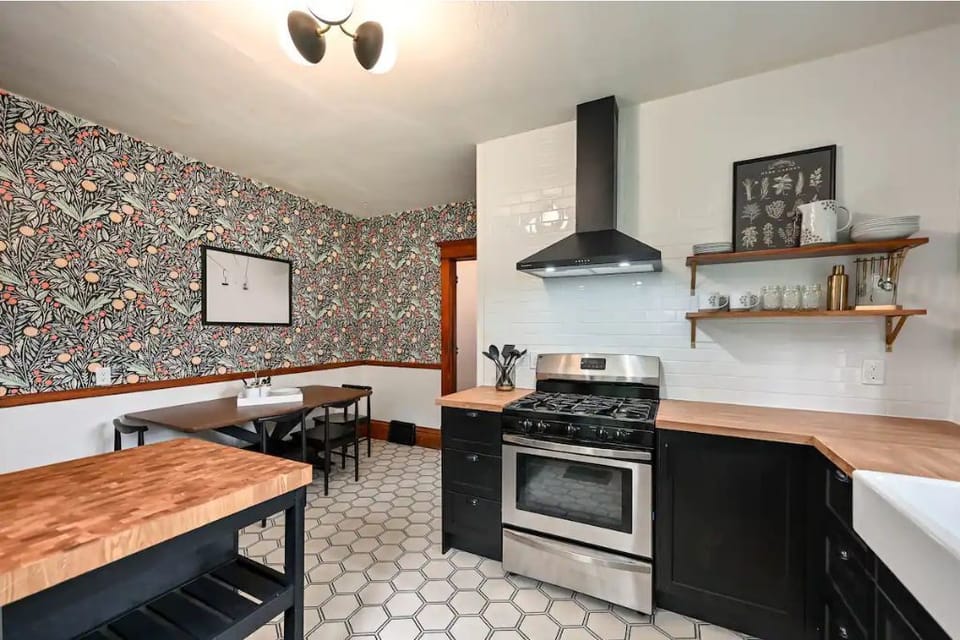 Kitchen with gas stove