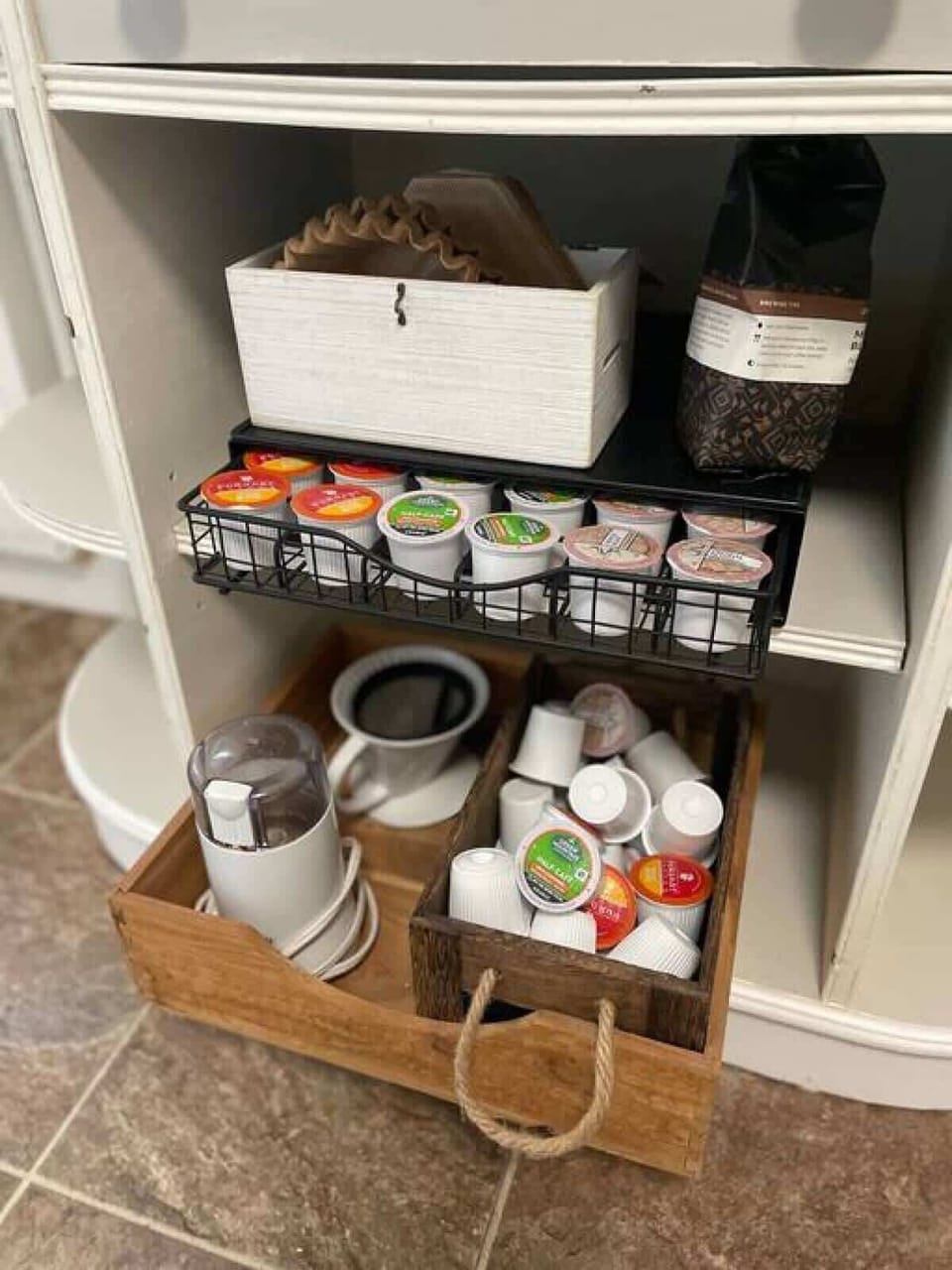 We have a good selection of coffee available here that can be prepared a few different ways. We have a coffee grinder, a pour over as well as a Keurig for your convenience. We know how important coffee is for some of you. ;)