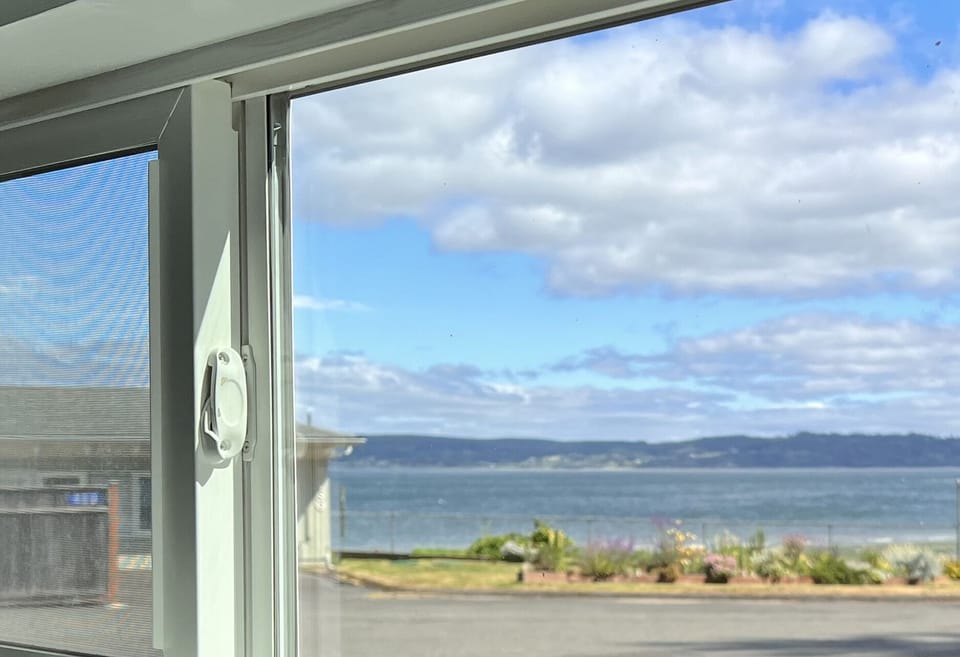 Kitchen window view of Hood Canal