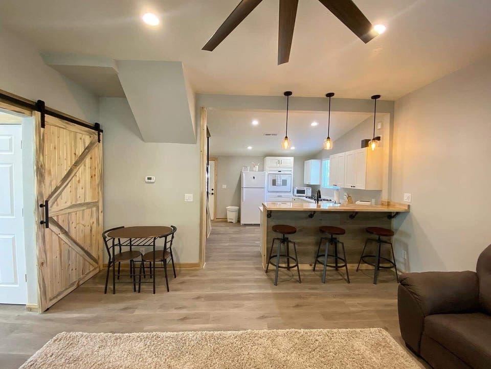Full view of the Kitchen area and the extra seating for your use