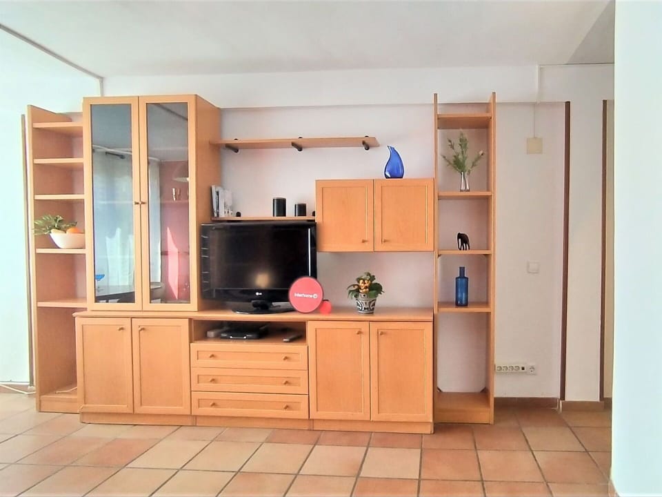 Cabinetry, Furniture, Building, Property, Shelf, Television, Shelving, Home Appliance, Houseplant, Drawer