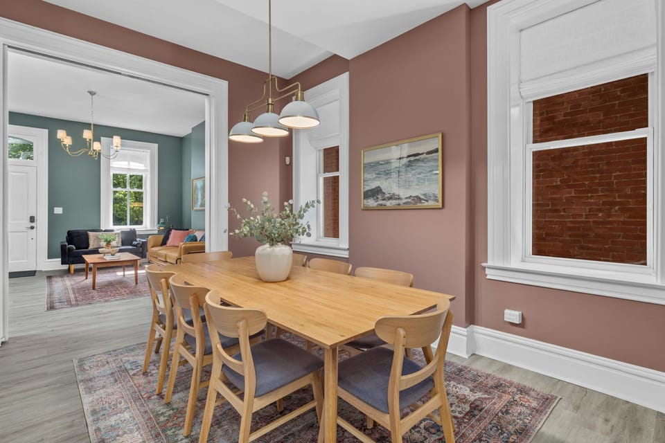 Open concept dining room or original pocket doors can separate the two rooms.