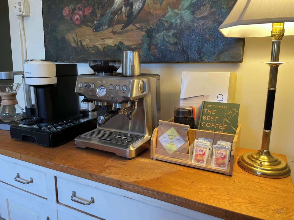 Coffee Counter!  Breville, Nespresso, Chemex, French Press, grinders, wow. 